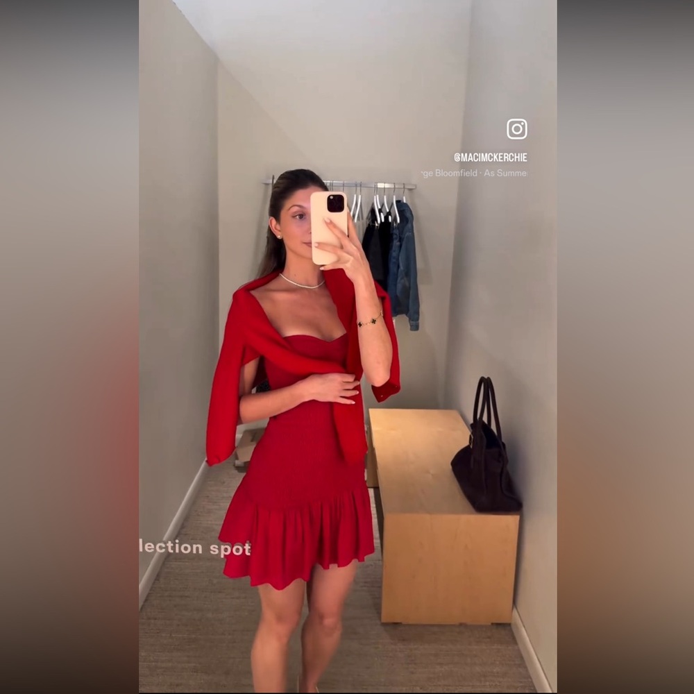 Reformation Janessa Red Ruched Mini Dress - Picture 5 of 15